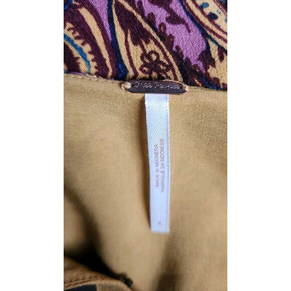 FREE PEOPLE Sz 6 Gold/Brown OSSIE VIBES Bell Sleeve Tunic Mini Dress NWT $128 - Picture 9 of 10